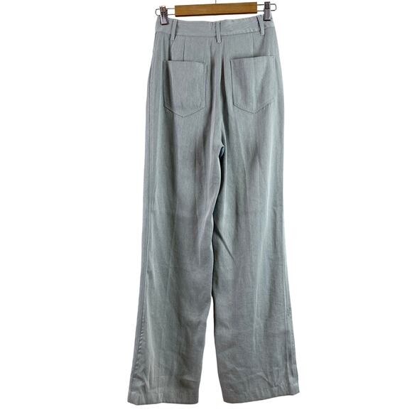 Zara High Rise Full Length Wide Leg Menswear Inspired Trouser Pant Light Blue - Picture 6 of 7